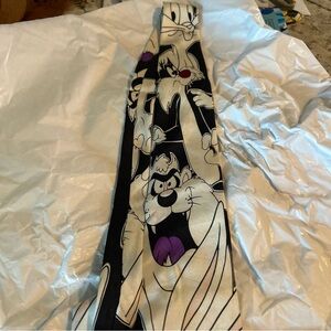 Cartoon Bugs Bunny and Friends vintage Black white and Purple Tie